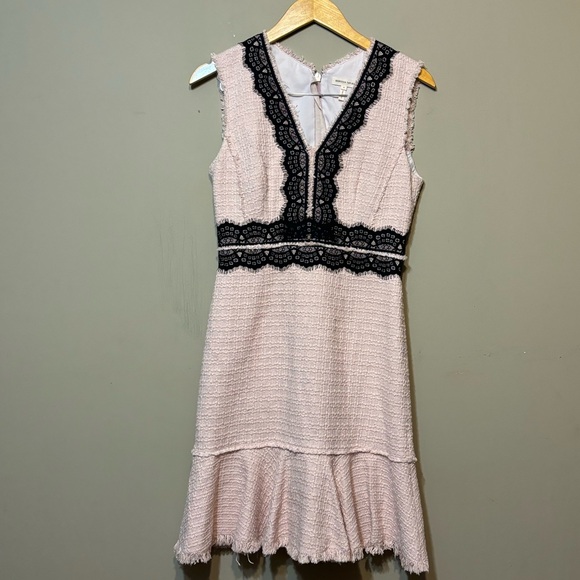 REBECCA TAYLOR Tweed Contrast Lace Sleeveless Dress, As Worn On TV - Picture 6 of 12
